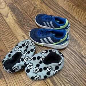Adidas Kids Blue and Lime Runner Sneakers 7k toddler boy